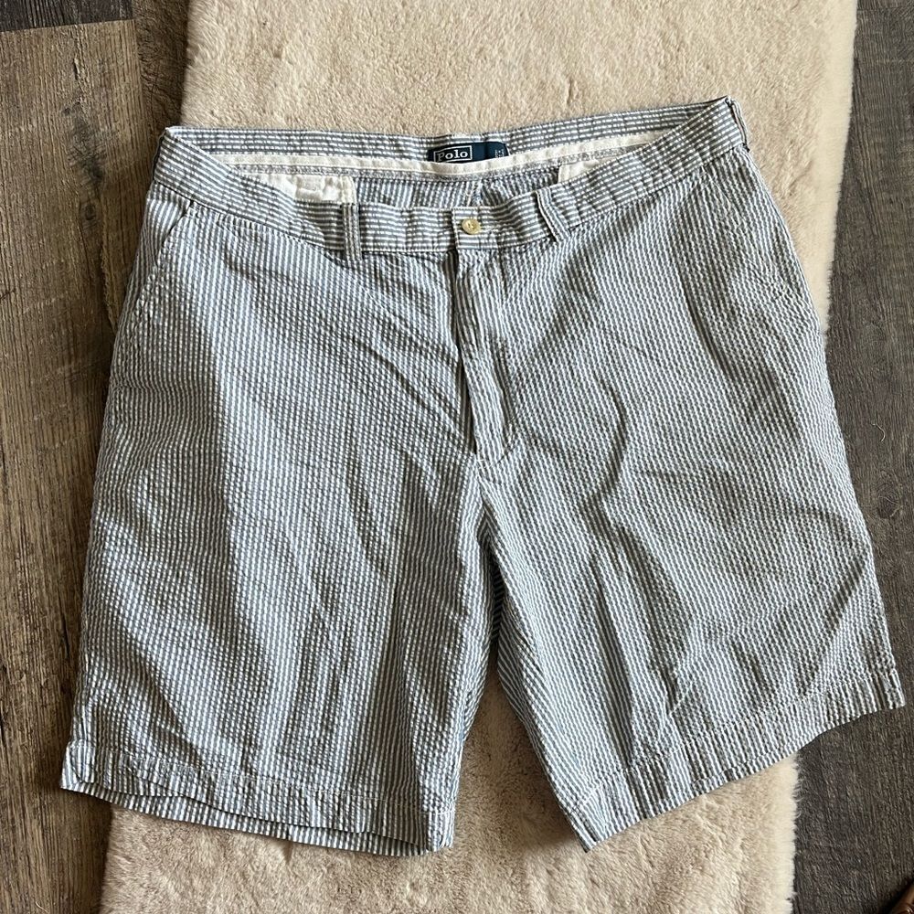 Polo by Ralph Lauren White and Blue Pinstripe Prospect Shorts size 38